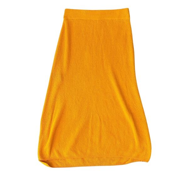 Rag & Bone Women's Soleil Deep Yellow Knit Midi Skirt Size Medium - Picture 7 of 13